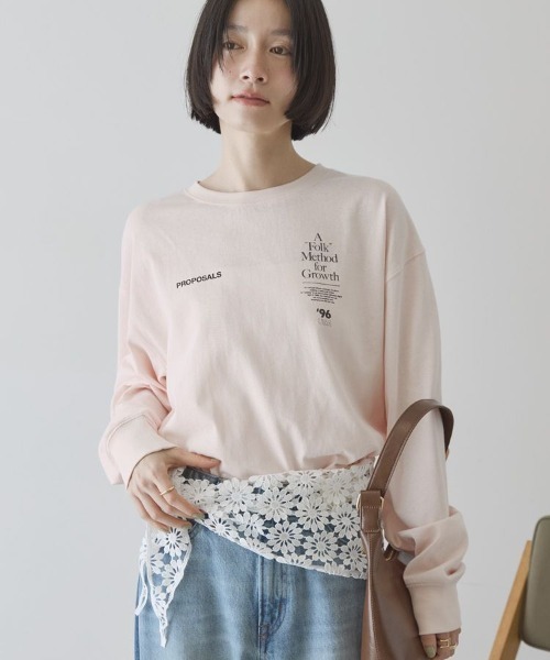 AMERICAN HOLIC（アメリカンホリック）の「BACK PHOTOプリントロンT（Tシャツ/カットソー・レディース・グレー系その他/ライトピンク/オフホワイト・FREE）」の3枚目の写真