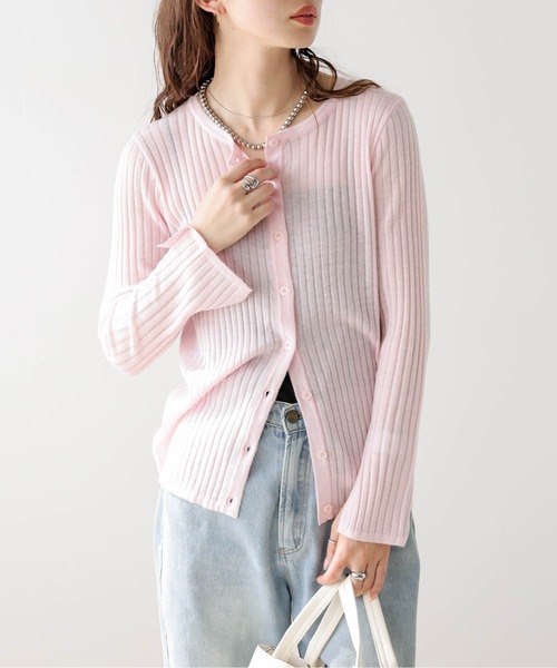 セール】シアーリブニットカーディガン（カーディガン/ボレロ）｜AMELY