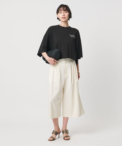 SACRA（サクラ）の「＜SACRA＞ハーフスリーブ クロップド メッセージ Tシャツ（Tシャツ/カットソー・レディース・ダークグレー/ブラック/ホワイト・38）」の10枚目の写真