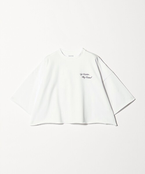 SACRA（サクラ）の「＜SACRA＞ハーフスリーブ クロップド メッセージ Tシャツ（Tシャツ/カットソー・レディース・ダークグレー/ブラック/ホワイト・38）」の21枚目の写真