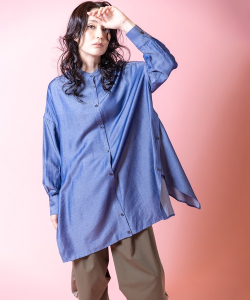 OSMOSIS(オズモーシス)の「ボタンアレンジシャツ(シャツ/ブラウス・レディース・ホワイト/グリーン/ブラック/ブルー・ONE SIZE)」の7枚目の写真