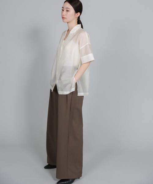 select MOCA Et（セレクトモカエト）の「【Et】Open-Collar Sheer Shirt（シャツ/ブラウス・レディース・ホワイト/ブラック/ライトベージュ・FREE）」の11枚目の写真