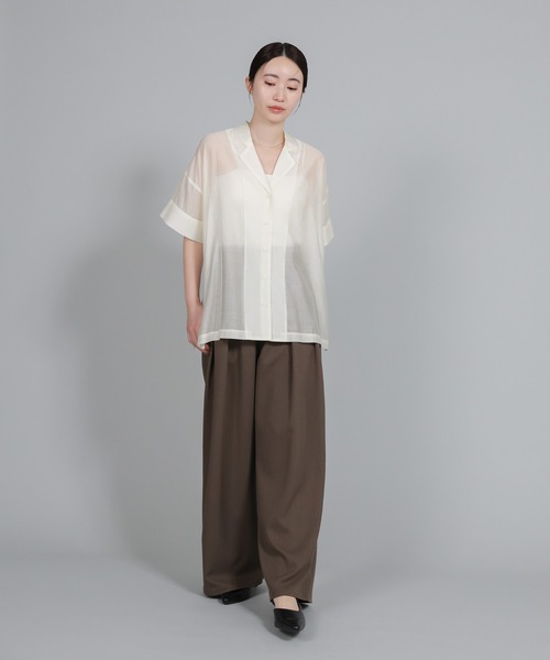 select MOCA Et（セレクトモカエト）の「【Et】Open-Collar Sheer Shirt（シャツ/ブラウス・レディース・ホワイト/ブラック/ライトベージュ・FREE）」の4枚目の写真