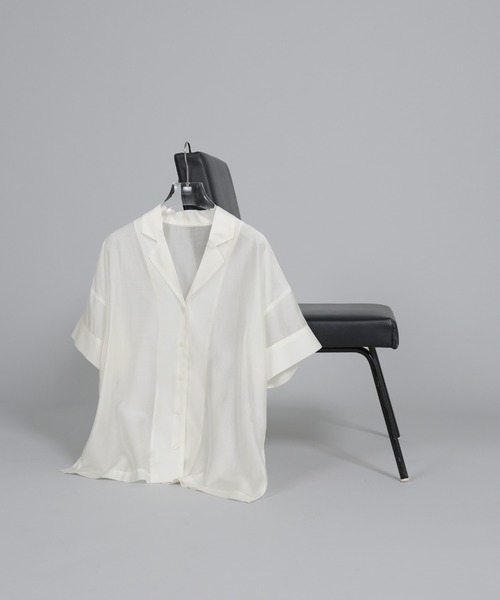 select MOCA Et（セレクトモカエト）の「【Et】Open-Collar Sheer Shirt（シャツ/ブラウス・レディース・ホワイト/ブラック/ライトベージュ・FREE）」の13枚目の写真