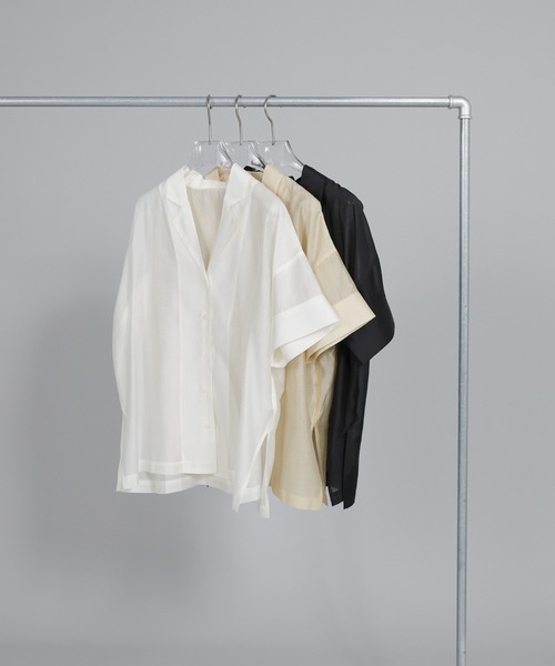 select MOCA Et（セレクトモカエト）の「【Et】Open-Collar Sheer Shirt（シャツ/ブラウス・レディース・ホワイト/ブラック/ライトベージュ・FREE）」の19枚目の写真