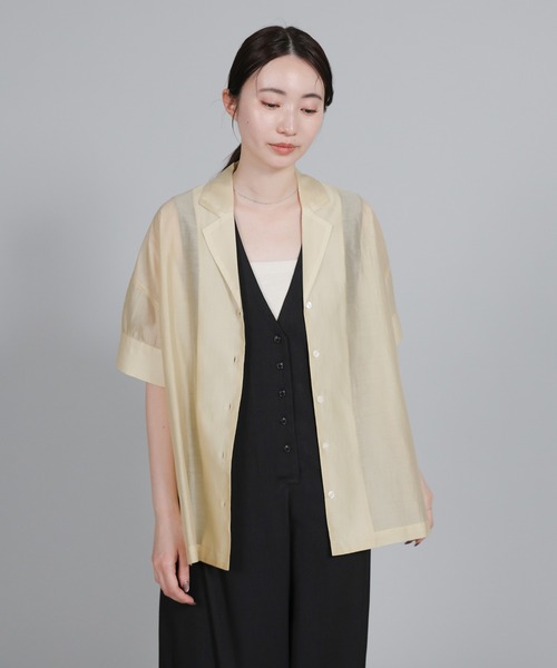 select MOCA Et（セレクトモカエト）の「【Et】Open-Collar Sheer Shirt（シャツ/ブラウス・レディース・ホワイト/ブラック/ライトベージュ・FREE）」の15枚目の写真