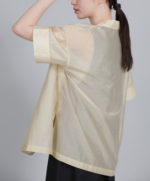 select MOCA Et（セレクトモカエト）の「【Et】Open-Collar Sheer Shirt（シャツ/ブラウス・レディース・ホワイト/ブラック/ライトベージュ・FREE）」の18枚目の写真