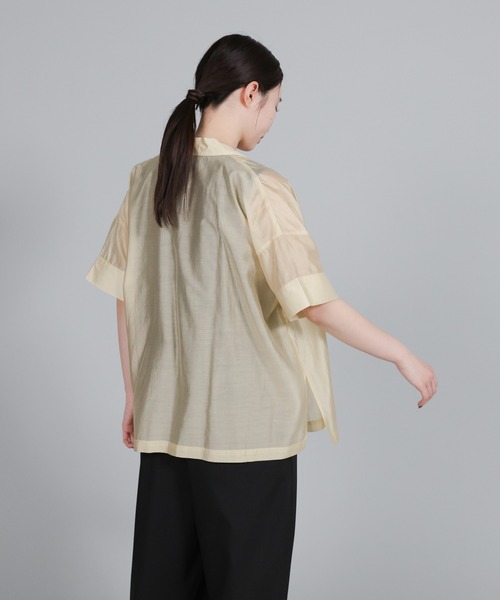 select MOCA Et（セレクトモカエト）の「【Et】Open-Collar Sheer Shirt（シャツ/ブラウス・レディース・ホワイト/ブラック/ライトベージュ・FREE）」の16枚目の写真
