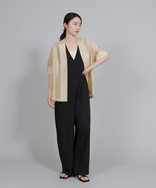 select MOCA Et（セレクトモカエト）の「【Et】Open-Collar Sheer Shirt（シャツ/ブラウス・レディース・ホワイト/ブラック/ライトベージュ・FREE）」の17枚目の写真