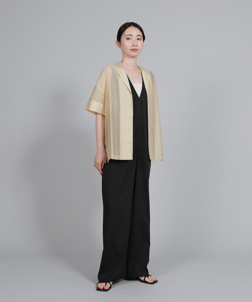 select MOCA Et（セレクトモカエト）の「【Et】Open-Collar Sheer Shirt（シャツ/ブラウス・レディース・ホワイト/ブラック/ライトベージュ・FREE）」の5枚目の写真