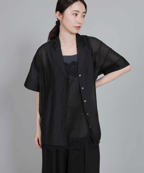 select MOCA Et（セレクトモカエト）の「【Et】Open-Collar Sheer Shirt（シャツ/ブラウス・レディース・ホワイト/ブラック/ライトベージュ・FREE）」の20枚目の写真