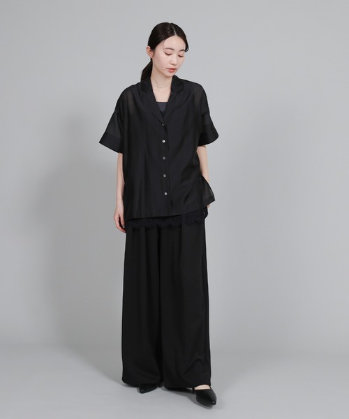 select MOCA Et（セレクトモカエト）の「【Et】Open-Collar Sheer Shirt（シャツ/ブラウス・レディース・ホワイト/ブラック/ライトベージュ・FREE）」の22枚目の写真