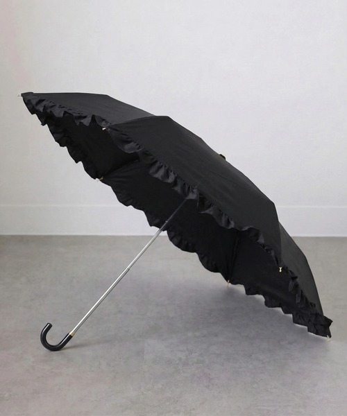 SETUP7(セットアップセブン)の「【SETUP7】UV フレンチフリルドーム 晴雨兼用日傘 50cm NT(折りたたみ傘・レディース・モカ/ブラック/アイボリー・FREE)」の3枚目の写真