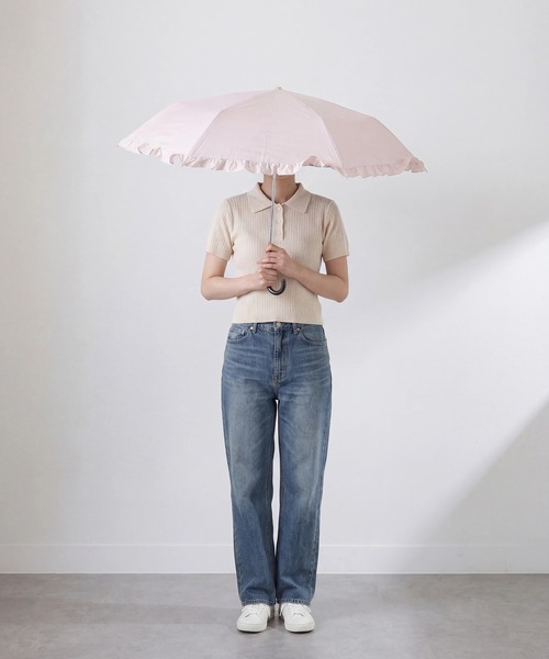 SETUP7(セットアップセブン)の「【SETUP7】UV フレンチフリルドーム 晴雨兼用日傘 50cm NT(折りたたみ傘・レディース・モカ/ブラック/アイボリー・FREE)」の9枚目の写真