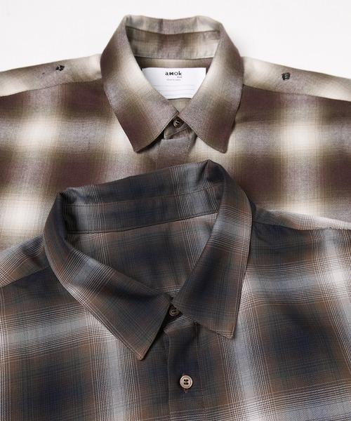 amok（アモク）の「DOCKING CHECK SHIRT（シャツ/ブラウス・メンズ・ブラウン/ネイビー・L/M/S）」の12枚目の写真