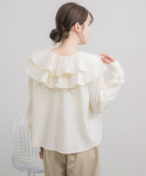 RETRO GIRL（レトロガール）の「ダブルフリルカラーBL（シャツ/ブラウス・レディース・グリーン/ナチュラル/ブラック・FREE）」の10枚目の写真