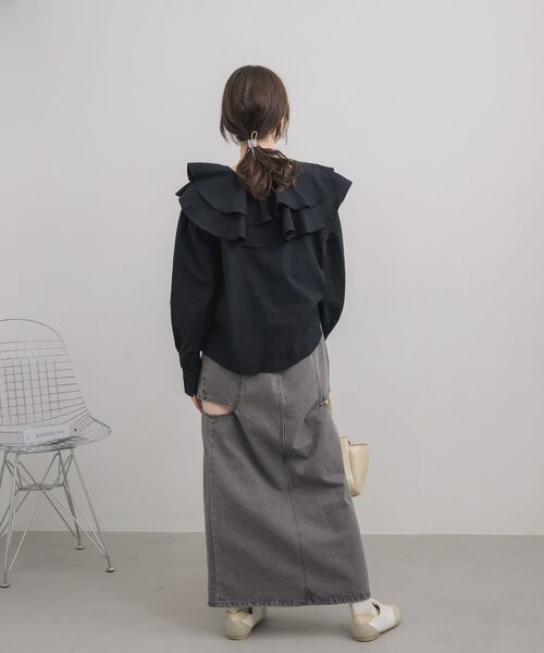 RETRO GIRL（レトロガール）の「ダブルフリルカラーBL（シャツ/ブラウス・レディース・グリーン/ナチュラル/ブラック・FREE）」の13枚目の写真