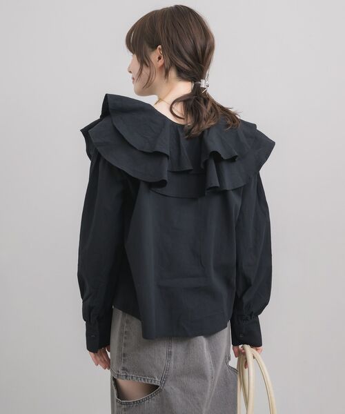 RETRO GIRL（レトロガール）の「ダブルフリルカラーBL（シャツ/ブラウス・レディース・グリーン/ナチュラル/ブラック・FREE）」の16枚目の写真