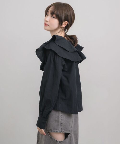 RETRO GIRL（レトロガール）の「ダブルフリルカラーBL（シャツ/ブラウス・レディース・グリーン/ナチュラル/ブラック・FREE）」の17枚目の写真