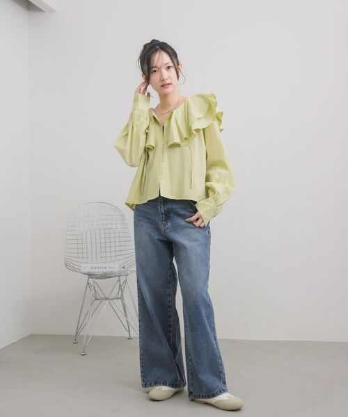 RETRO GIRL（レトロガール）の「ダブルフリルカラーBL（シャツ/ブラウス・レディース・グリーン/ナチュラル/ブラック・FREE）」の18枚目の写真