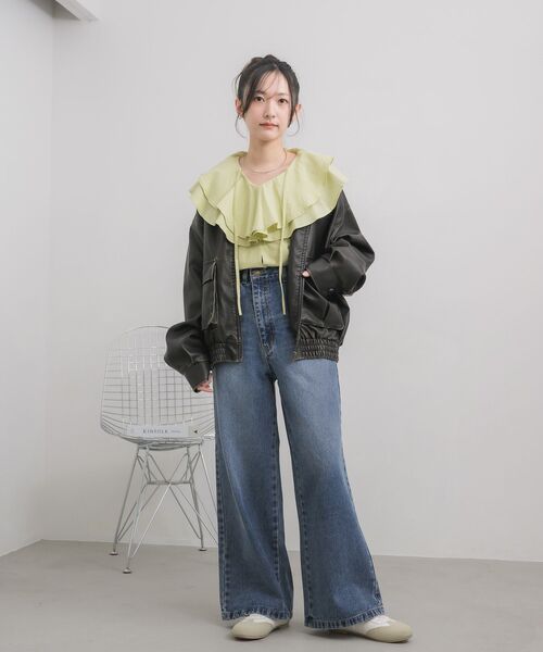 RETRO GIRL（レトロガール）の「ダブルフリルカラーBL（シャツ/ブラウス・レディース・グリーン/ナチュラル/ブラック・FREE）」の22枚目の写真