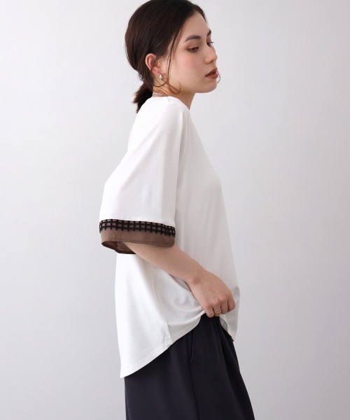 Bou Jeloud(ブージュルード)の「袖レースカットソー(Tシャツ/カットソー・レディース・ブラック/ベージュ/オフホワイト・FREE)」の4枚目の写真