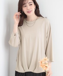 【UV/体型カバー】とろみフロントタック7分袖ゆるトップス