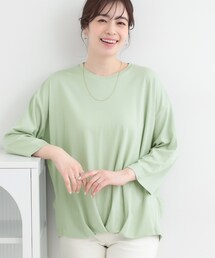 【ひんやり/UV/体型カバー】とろみフロントタック7分袖ゆるトップス