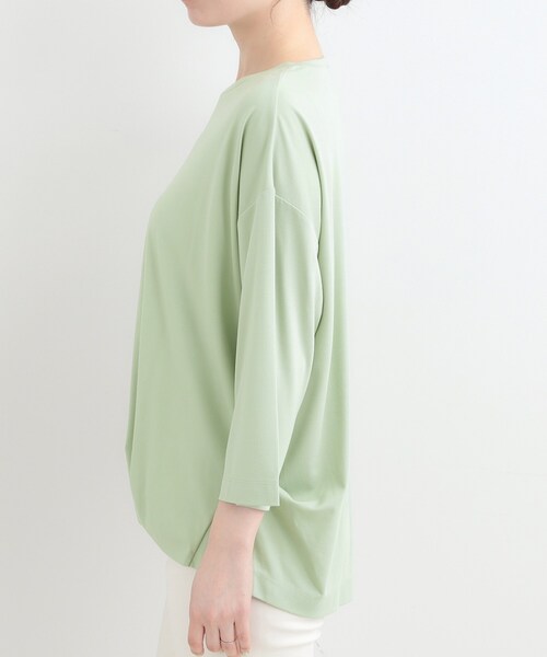 SHOO・LA・RUE(シューラルー)の「【ひんやり/UV/体型カバー】とろみフロントタック7分袖ゆるトップス(Tシャツ/カットソー・レディース・ライトグリーン/ライトベージュ/ブラック/ホワイト系5・00)」の22枚目の写真