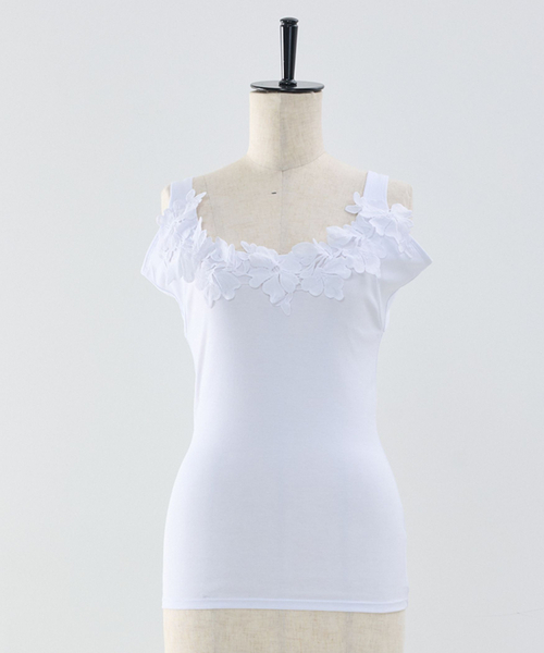 NARACAMICIE(ナラカミーチェ)の「【NARACAMICIE】フレスコレースタンク(Tシャツ/カットソー・レディース・ブラック/ホワイト・M/XL)」の2枚目の写真