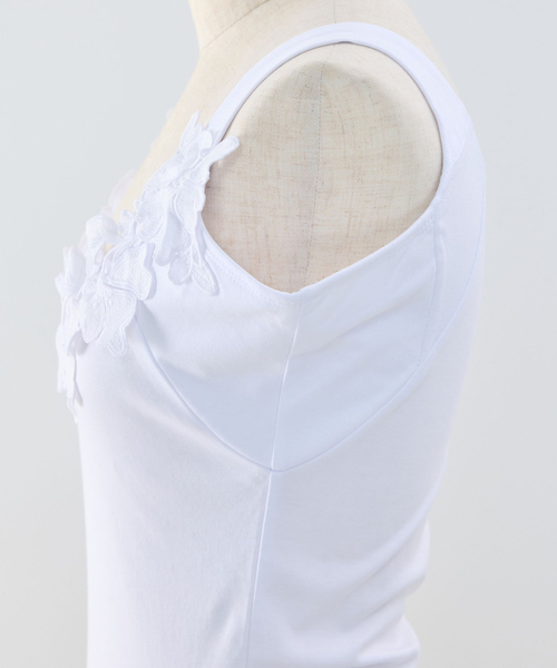 NARACAMICIE(ナラカミーチェ)の「【NARACAMICIE】フレスコレースタンク(Tシャツ/カットソー・レディース・ブラック/ホワイト・M/XL)」の4枚目の写真