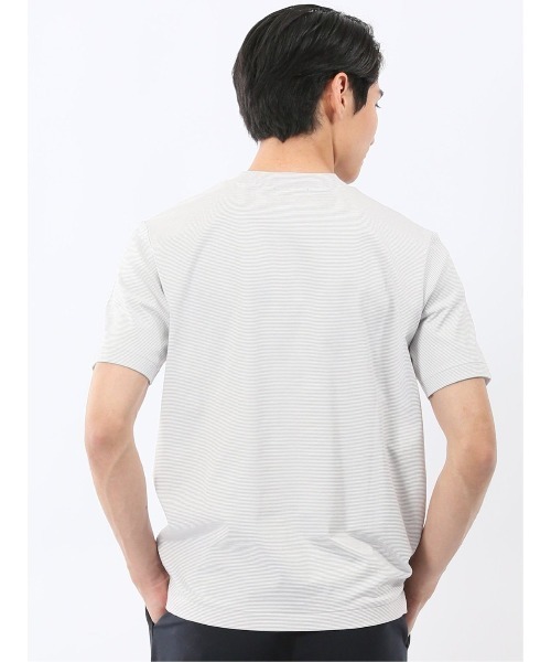 m.f.editorial(エムエフエディトリアル)の「Tシャツ メンズ 半袖 ストレッチ 接触冷感 抗菌防臭 UV 綿 コットン ボーダー シルケット スムス クルーネック ドレスT(Tシャツ/カットソー・メンズ・ライトグレー/ネイビー・MEDIUM/LARGE/X-LARGE)」の5枚目の写真