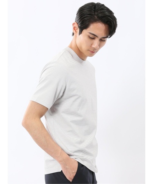 m.f.editorial(エムエフエディトリアル)の「Tシャツ メンズ 半袖 ストレッチ 接触冷感 抗菌防臭 UV 綿 コットン ボーダー シルケット スムス クルーネック ドレスT(Tシャツ/カットソー・メンズ・ライトグレー/ネイビー・MEDIUM/LARGE/X-LARGE)」の6枚目の写真