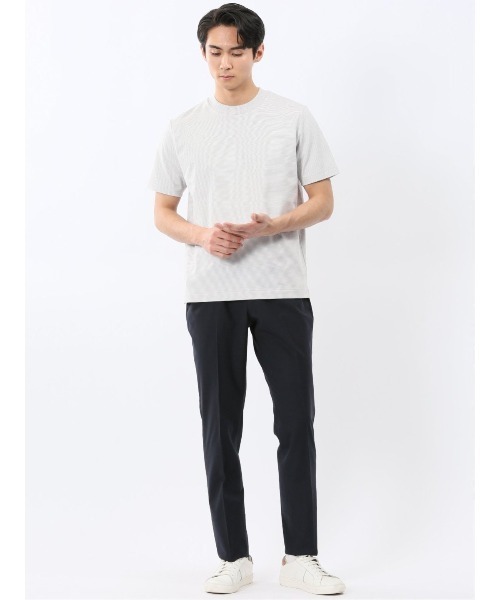 m.f.editorial(エムエフエディトリアル)の「Tシャツ メンズ 半袖 ストレッチ 接触冷感 抗菌防臭 UV 綿 コットン ボーダー シルケット スムス クルーネック ドレスT(Tシャツ/カットソー・メンズ・ライトグレー/ネイビー・MEDIUM/LARGE/X-LARGE)」の7枚目の写真