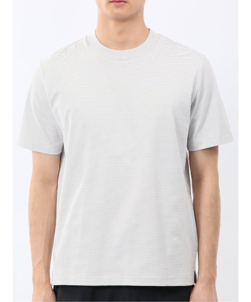 m.f.editorial(エムエフエディトリアル)の「Tシャツ メンズ 半袖 ストレッチ 接触冷感 抗菌防臭 UV 綿 コットン ボーダー シルケット スムス クルーネック ドレスT(Tシャツ/カットソー・メンズ・ライトグレー/ネイビー・MEDIUM/LARGE/X-LARGE)」の8枚目の写真
