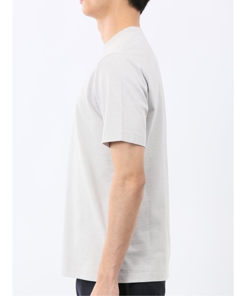 m.f.editorial(エムエフエディトリアル)の「Tシャツ メンズ 半袖 ストレッチ 接触冷感 抗菌防臭 UV 綿 コットン ボーダー シルケット スムス クルーネック ドレスT(Tシャツ/カットソー・メンズ・ライトグレー/ネイビー・MEDIUM/LARGE/X-LARGE)」の9枚目の写真