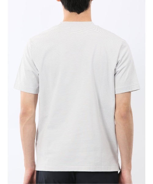 m.f.editorial(エムエフエディトリアル)の「Tシャツ メンズ 半袖 ストレッチ 接触冷感 抗菌防臭 UV 綿 コットン ボーダー シルケット スムス クルーネック ドレスT(Tシャツ/カットソー・メンズ・ライトグレー/ネイビー・MEDIUM/LARGE/X-LARGE)」の10枚目の写真