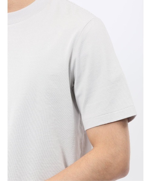 m.f.editorial(エムエフエディトリアル)の「Tシャツ メンズ 半袖 ストレッチ 接触冷感 抗菌防臭 UV 綿 コットン ボーダー シルケット スムス クルーネック ドレスT(Tシャツ/カットソー・メンズ・ライトグレー/ネイビー・MEDIUM/LARGE/X-LARGE)」の12枚目の写真
