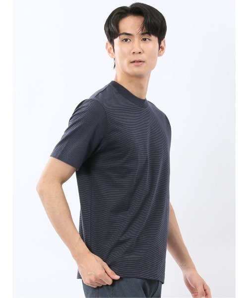m.f.editorial(エムエフエディトリアル)の「Tシャツ メンズ 半袖 ストレッチ 接触冷感 抗菌防臭 UV 綿 コットン ボーダー シルケット スムス クルーネック ドレスT(Tシャツ/カットソー・メンズ・ライトグレー/ネイビー・MEDIUM/LARGE/X-LARGE)」の16枚目の写真