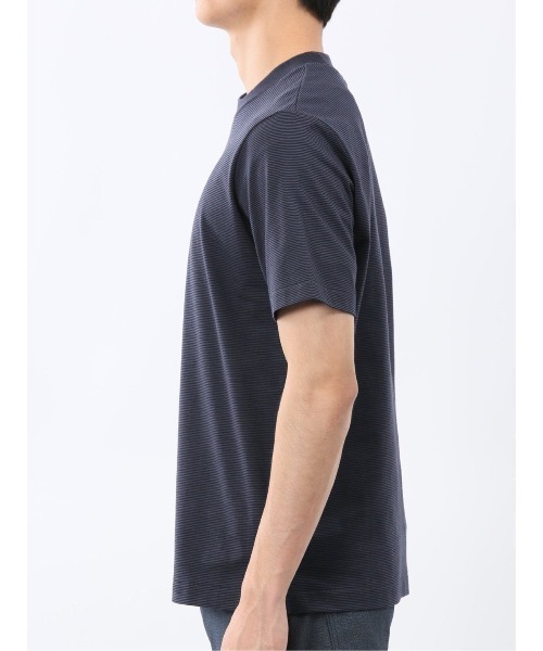 m.f.editorial(エムエフエディトリアル)の「Tシャツ メンズ 半袖 ストレッチ 接触冷感 抗菌防臭 UV 綿 コットン ボーダー シルケット スムス クルーネック ドレスT(Tシャツ/カットソー・メンズ・ライトグレー/ネイビー・MEDIUM/LARGE/X-LARGE)」の19枚目の写真