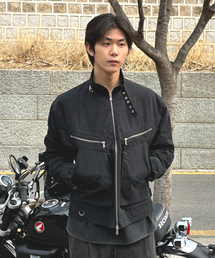 ECORR（エコル）の「コットンバイカーレイヤードジャケット_ブラック（デニムジャケット）」