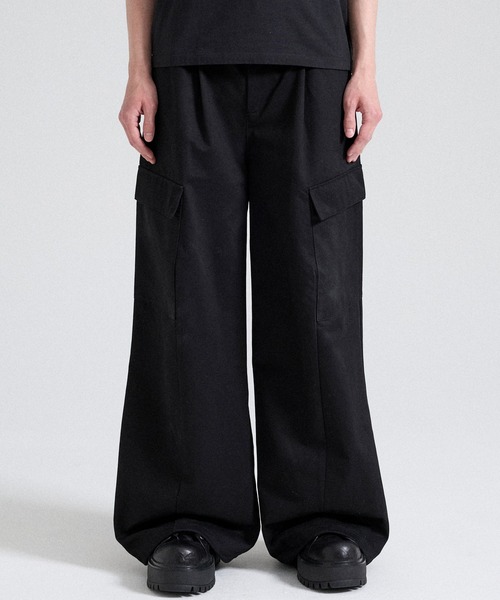Parts Lab.(パーツラボ)の「【Parts Lab.】Wide Tuck Cargo Pants / ワイドタックカーゴパンツ(カーゴパンツ・メンズ・カーキ/ブラック・L/M/S)」の3枚目の写真