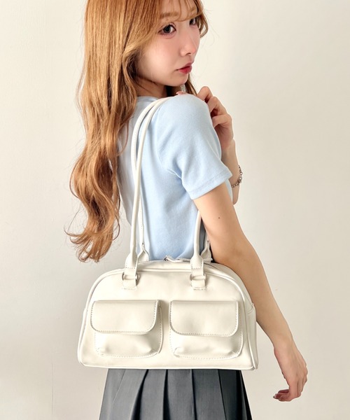 wears(ウェアーズ)の「フロントポケットボストンショルダーバッグ(ショルダーバッグ・レディース・ホワイト/ブラック・FREE)」の10枚目の写真