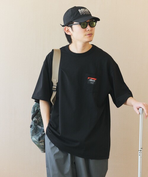 NANGA(ナンガ)の「NANGA × FREAK'S STORE/ナンガ × フリークスストア 別注 ECO HYBRID CONTOUR LOGO TEE エコハイブリッド ルーズフィット ロゴ Tシャツ(Tシャツ/カットソー・メンズ・ブラック/ホワイト/グレー・MEDIUM/LARGE)」の8枚目の写真