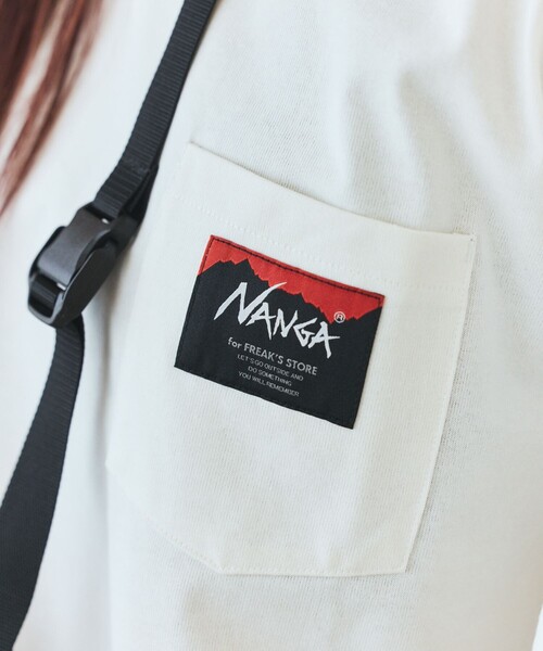 NANGA(ナンガ)の「NANGA × FREAK'S STORE/ナンガ × フリークスストア 別注 ECO HYBRID CONTOUR LOGO TEE エコハイブリッド ルーズフィット ロゴ Tシャツ(Tシャツ/カットソー・メンズ・ブラック/ホワイト/グレー・MEDIUM/LARGE)」の21枚目の写真