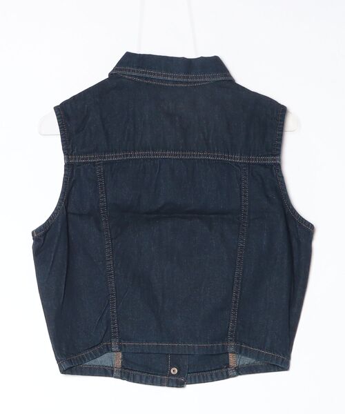 GUESS JEANS(ゲスジーンズ)の「GUESS JEANS Cropped Top デニムシャツ ノースリーブ(シャツ/ブラウス・レディース・ダークインディゴブルー・X-SMALL/SMALL/MEDIUM)」の2枚目の写真