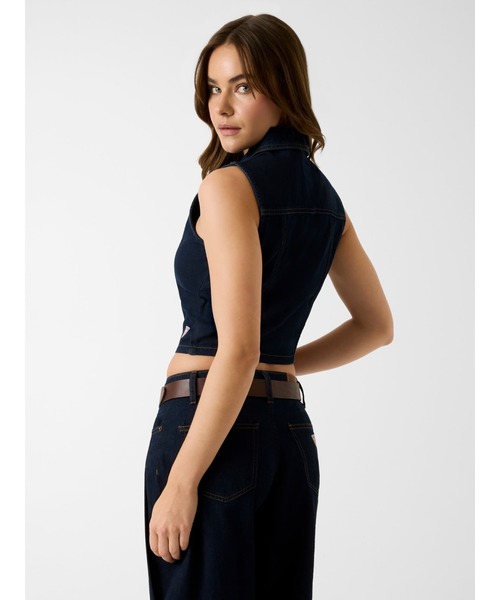 GUESS JEANS Cropped Top デニムシャツ ノースリーブ | GUESS(ゲス