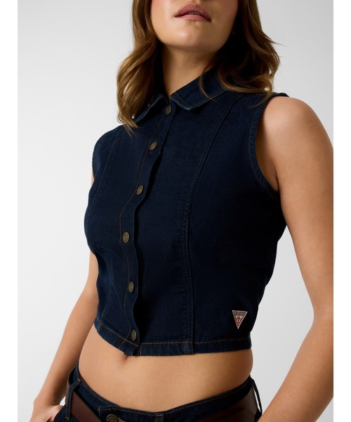 GUESS JEANS Cropped Top デニムシャツ ノースリーブ | GUESS(ゲス
