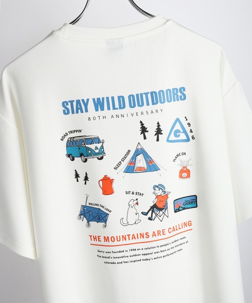 GERRY(ジェリー)の「GERRY 接触冷感 とろみポンチ バックプリント 半袖Tシャツ(Tシャツ/カットソー・メンズ・ホワイト/グリーン/ホワイト系その他/ピンク/ホワイト系その他3/グリーン系その他/ブラック/ブラック系その他2/カーキ/ブラック系その他/ホワイト系その他2/ブルー/ブラック系その他3/ホワイト系その他4/チャコールグレー・L)」の1枚目の写真