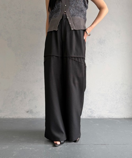 &g'aime 】シアー切替パンツ Sheer Panelled Pants（スラックス）｜&g
